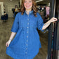 Plus Denim Pleated Dress