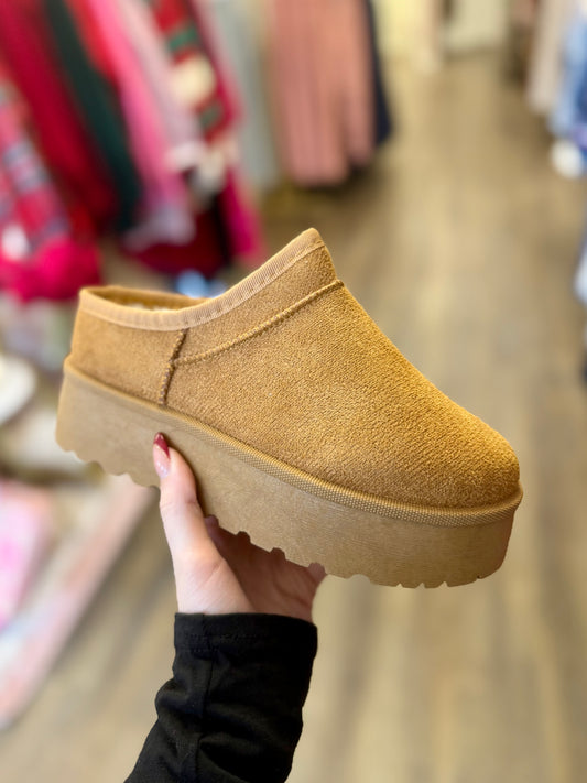 Tan Mini Ankle Fur-Lined Platform Boot