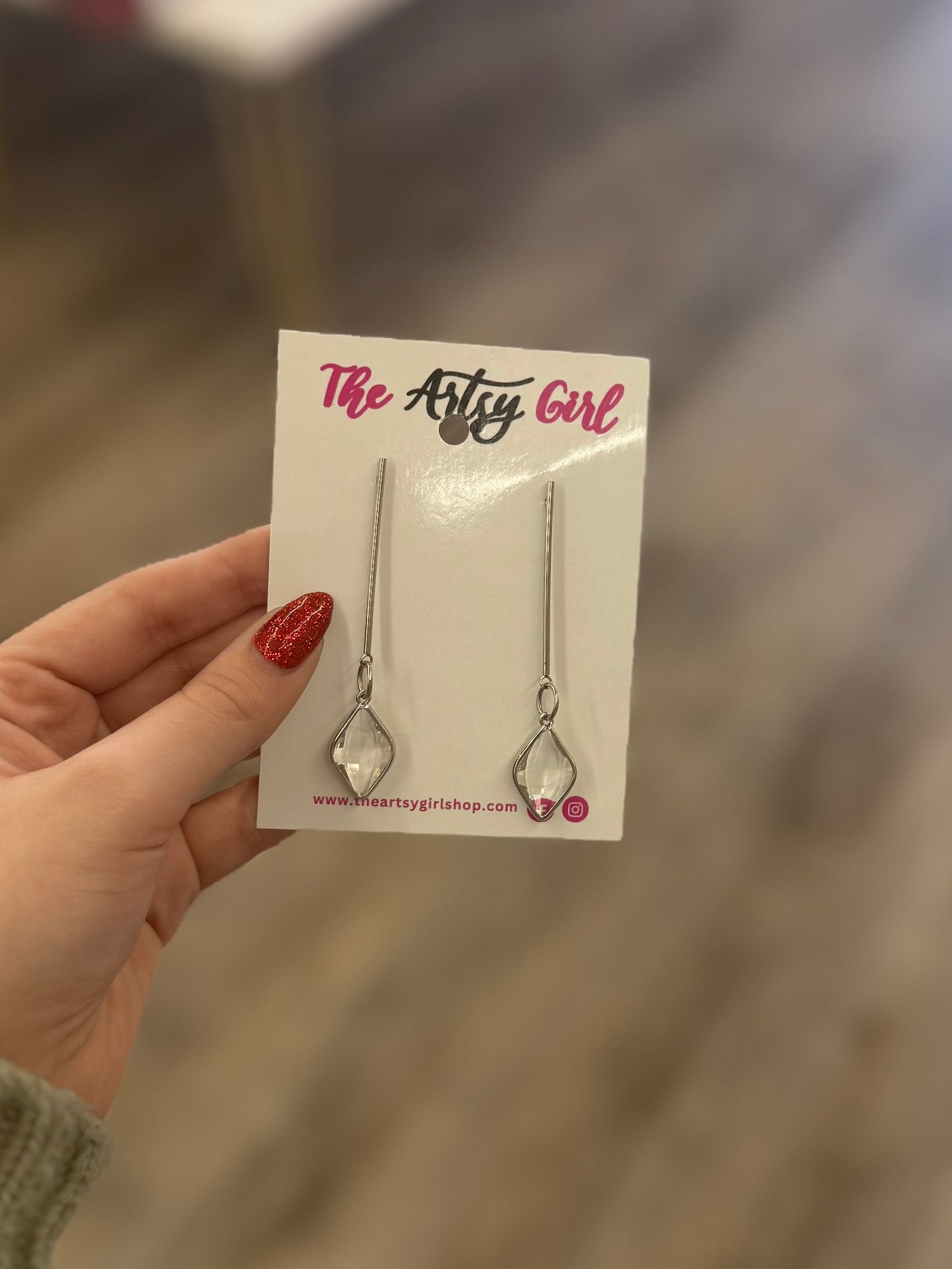 Clear Jewel Dangle Earrings - The Artsy Girl