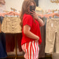 Red Striped Denim Skirt