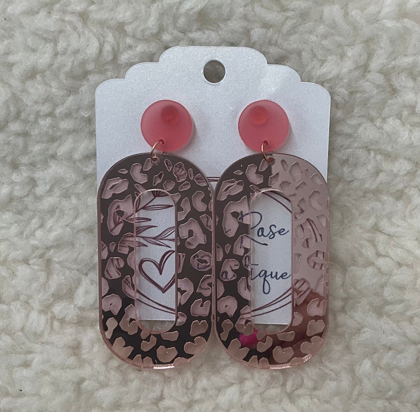 Rose Gold Leopard Loop Acrylic Earrings