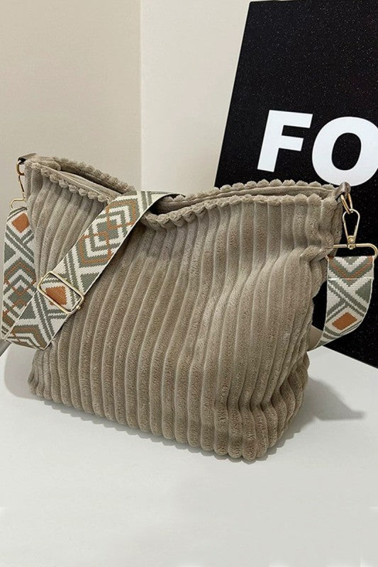 Ash Mocha Corduroy Tote Bag