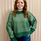 Dark Green Exposed Seam Two-Tone Sweater