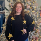 Plus Shiny Star Pattern Long Sleeve Pullover Sweater