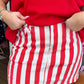 Red Striped Denim Skirt