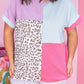 Plus Color Block Leopard Ribbed Top