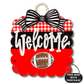 Red & Black Football Scallop Door Hanger w/ Mini