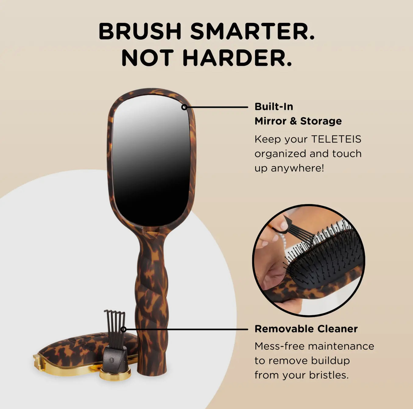 TELETIES Tortoise Detangler Hair Brush for Fine Hair