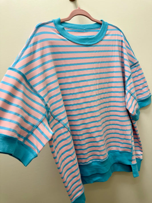 Pink Stripe Oversized Top