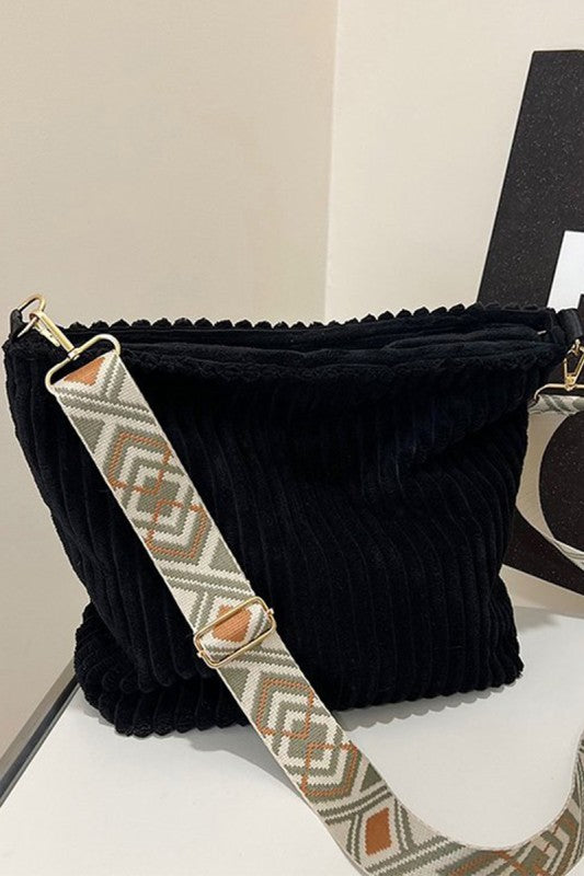 Black Corduroy Tote Bag