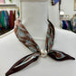 Brown & Blue Abstract Silky Scarf Clasp Necklace