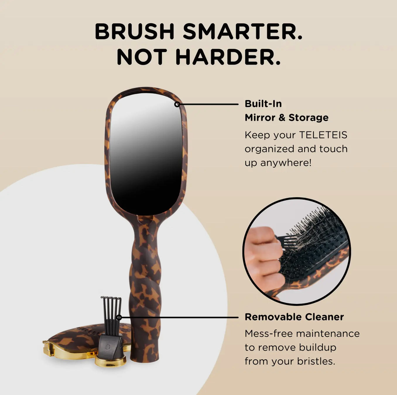 TELETIES Tan Boar Bristle Hair Brush