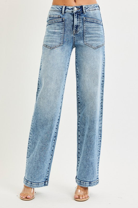 Slouchy Relaxed Baggy Patch Pocket Detail Jeans