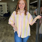 Striped Collared Dolman Sleeve Top