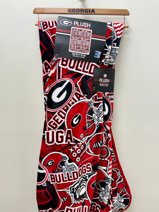 Red UGA Plush Throw Blanket