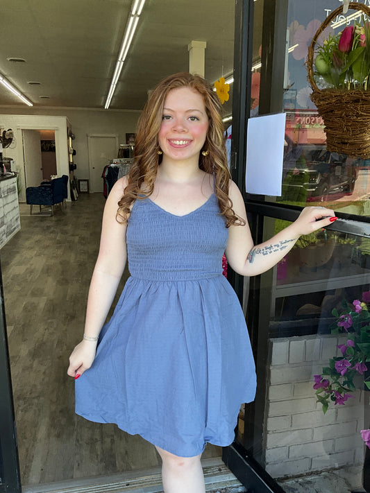 Ash Blue Woven Mini Dress