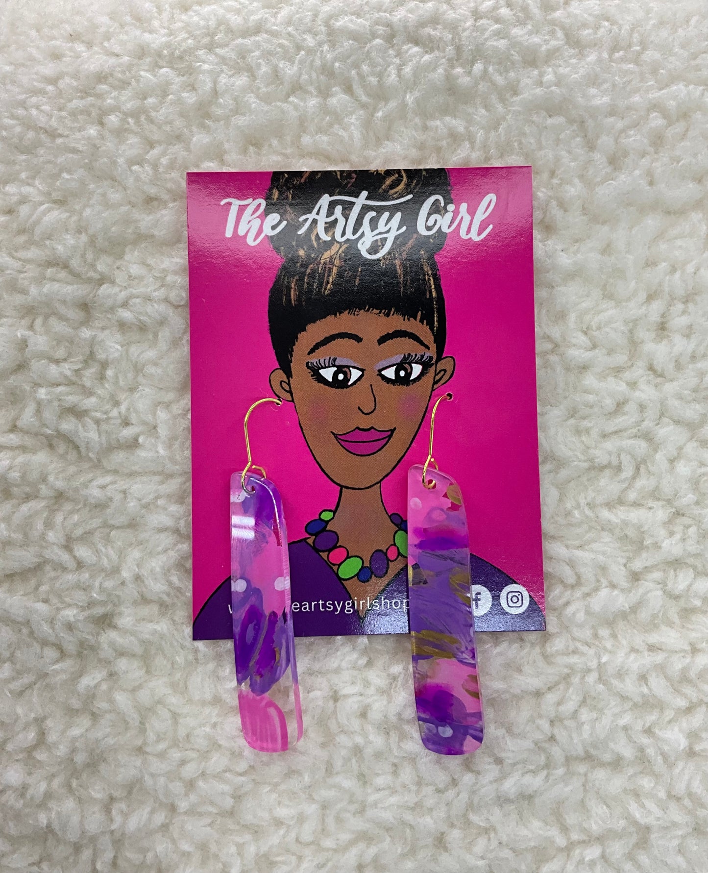 Pink & Purple Splatter Dangle Earrings