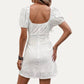 White Sweetheart Neck Puff Short Sleeve Mini Dress