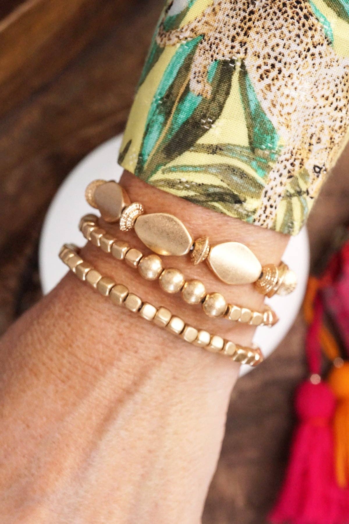 Worn Gold Tone Bracelet Set