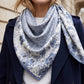 Grey Vintage Floral Silky Square Scarf