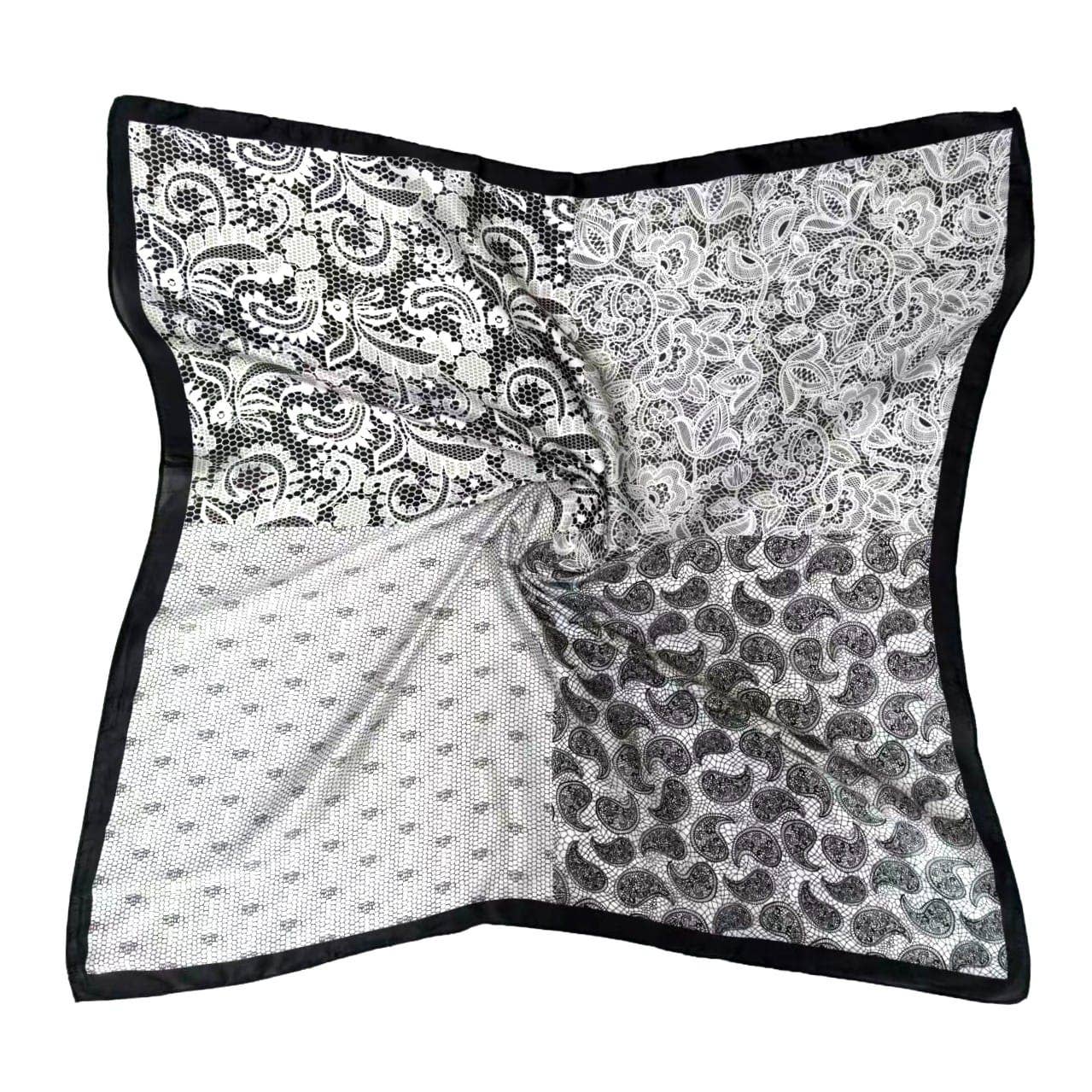 Black Paisley Print Square Scarf