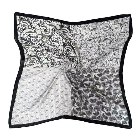 Black Paisley Print Square Scarf