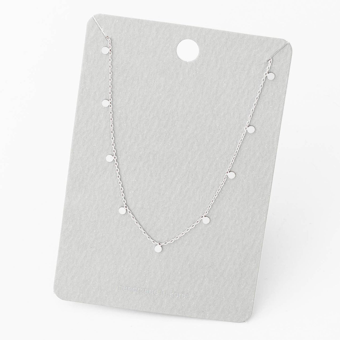 Silver Mini Disc Drop Necklace