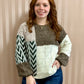Plus Brown Patchwork Sweater