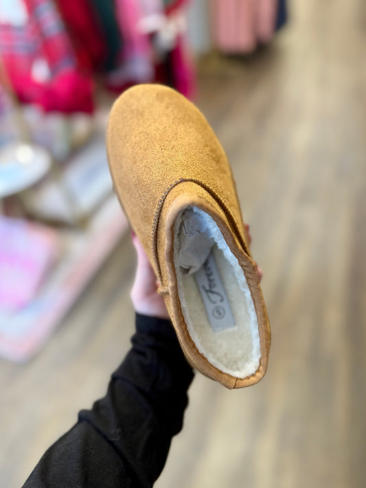 Tan Mini Ankle Fur-Lined Platform Boot