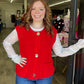 Red Knit Button Sweater Vest