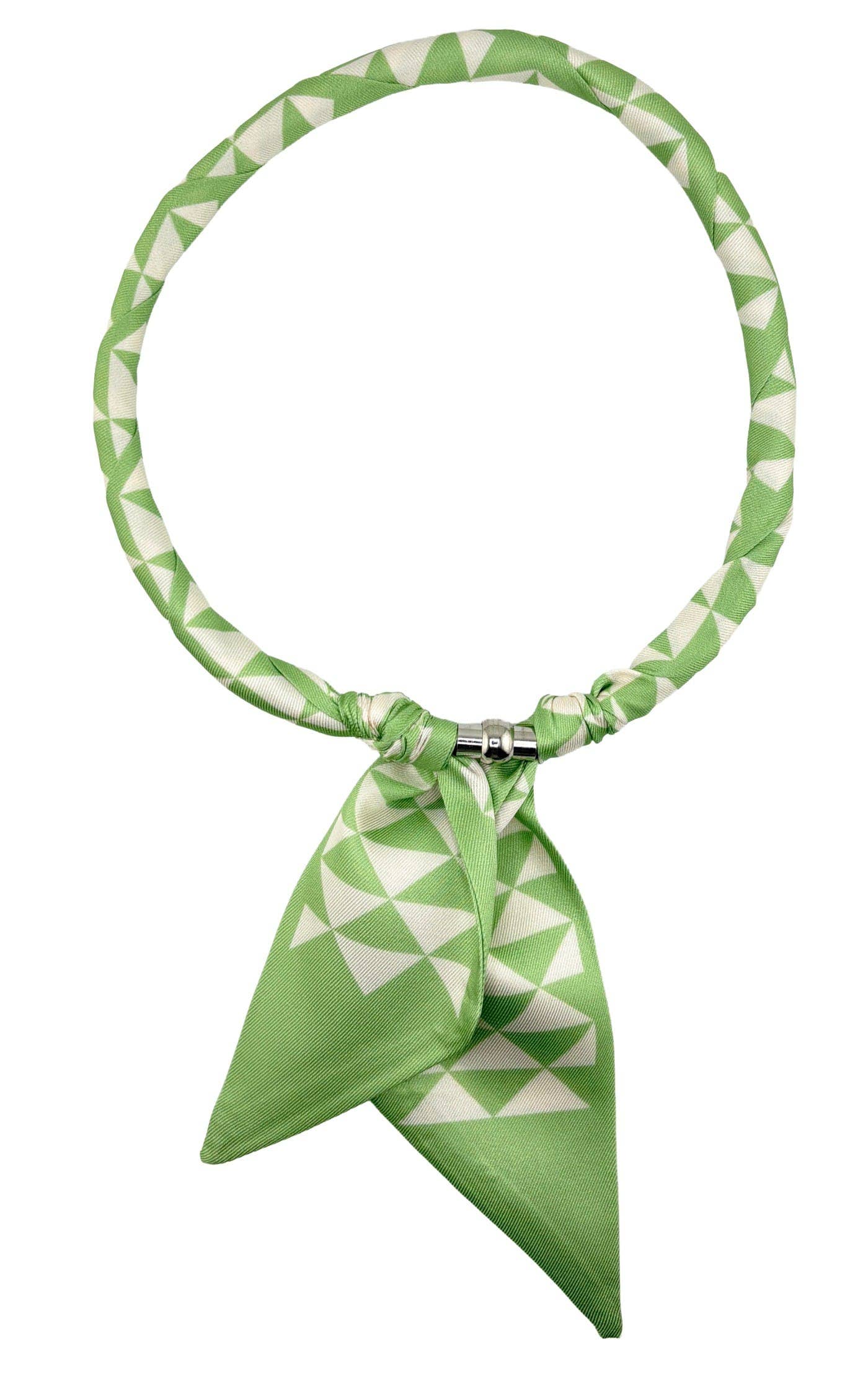 Green Geometric Print Scarf Necklace