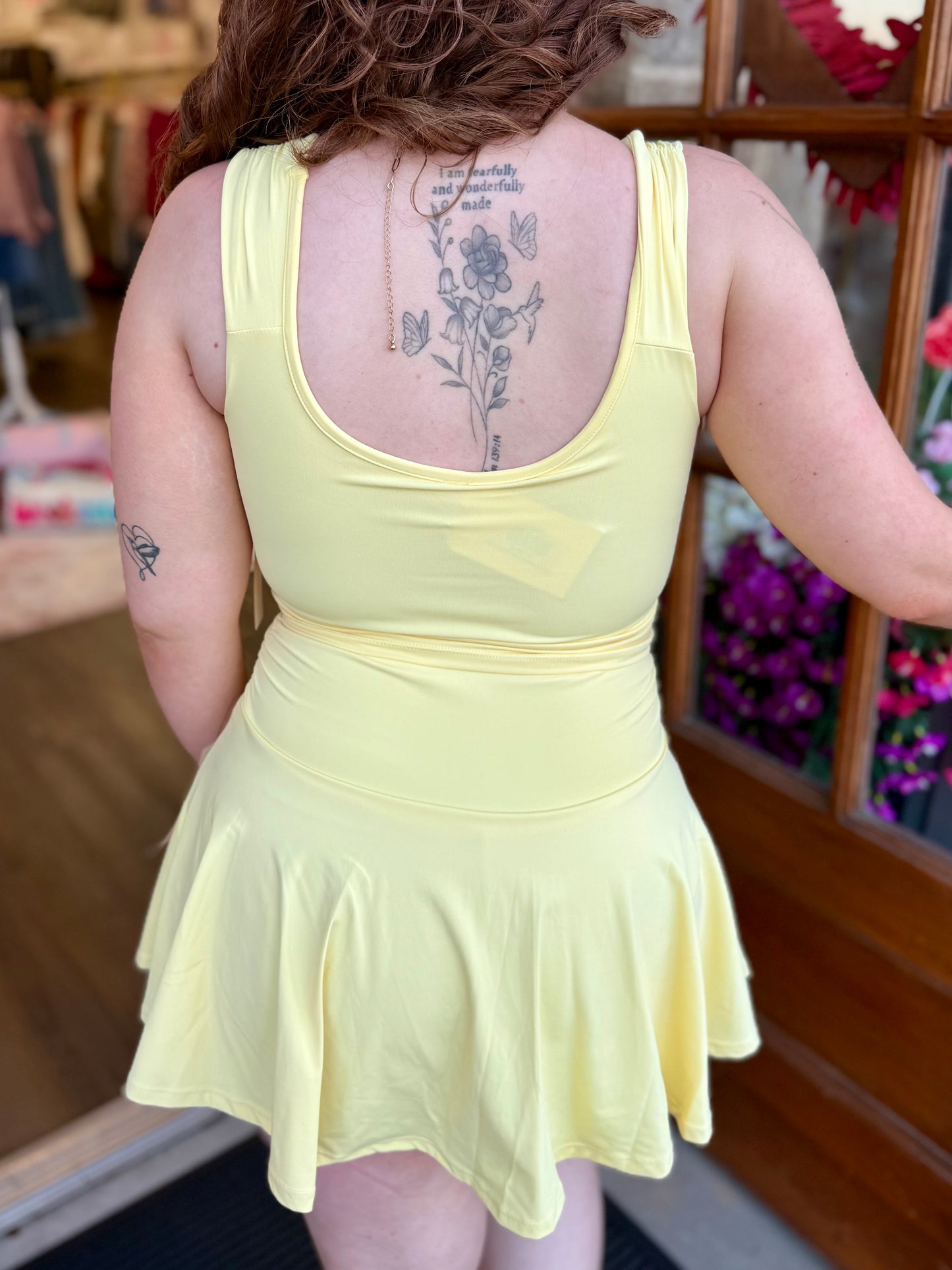 Yellow Ruche Active Skirt Set