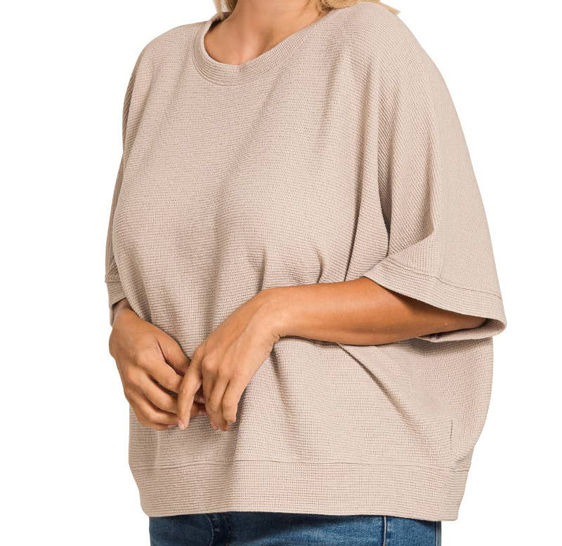 Plus Cocoa Double Knit Banded Top