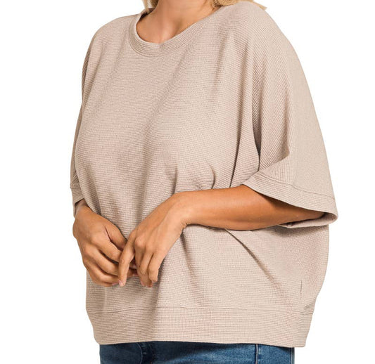 Plus Cocoa Double Knit Banded Top