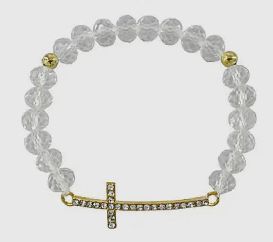 Gold Crystal Cross Bracelet