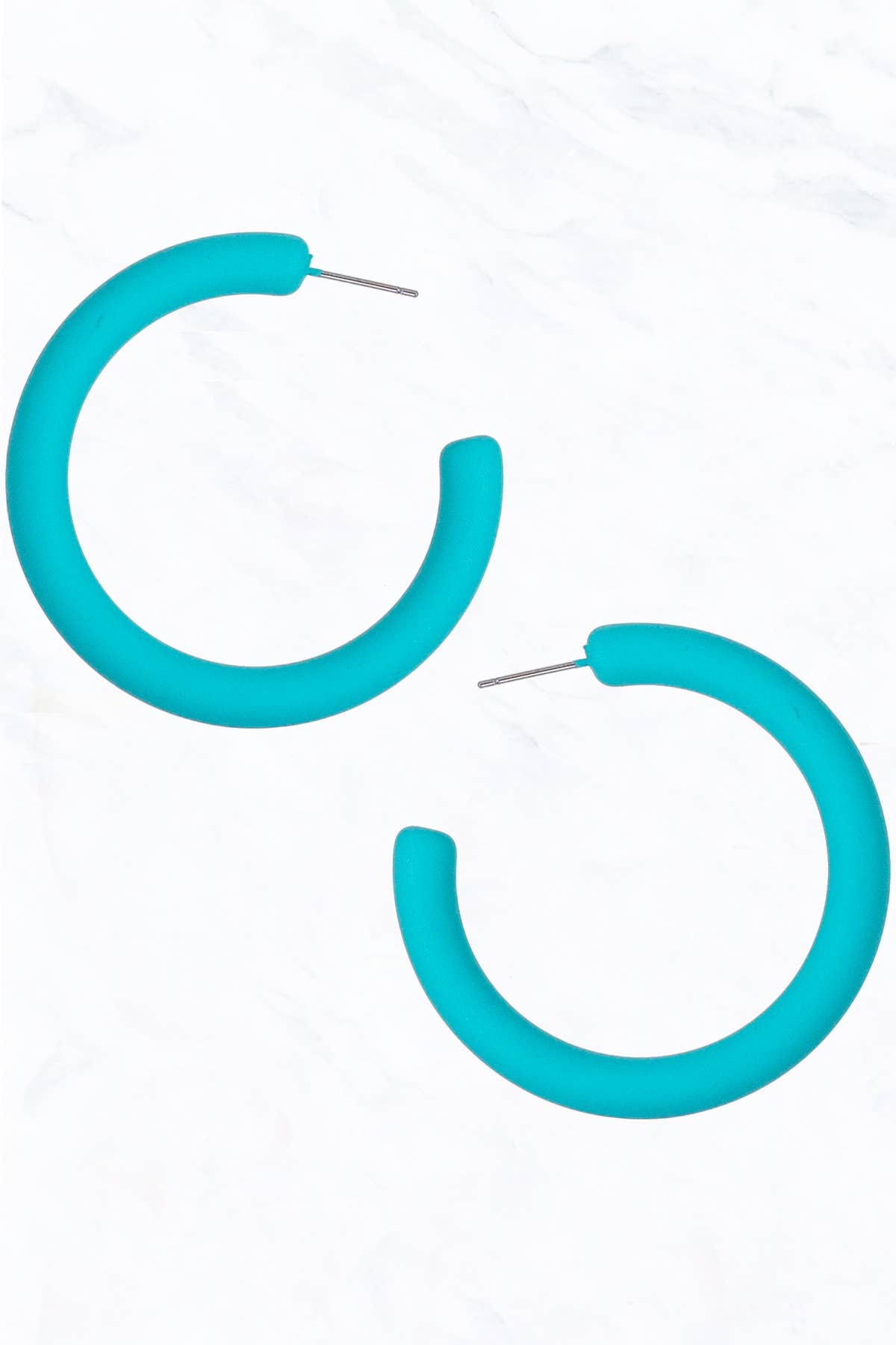 Turquoise Open-End Hoop Colored Earrings