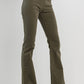 Olive Pull On Flare Jeans