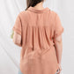Plus Mid Button Cuffed Sleeve Top