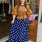 Navy Tiered Polka Dot Maxi Skirt