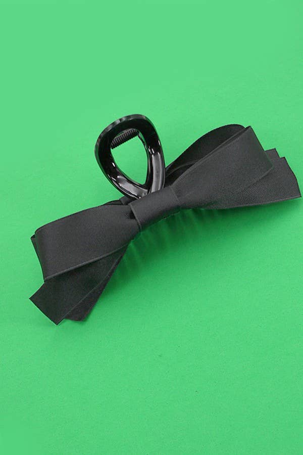 Black Large Silky Bow Hair Clip