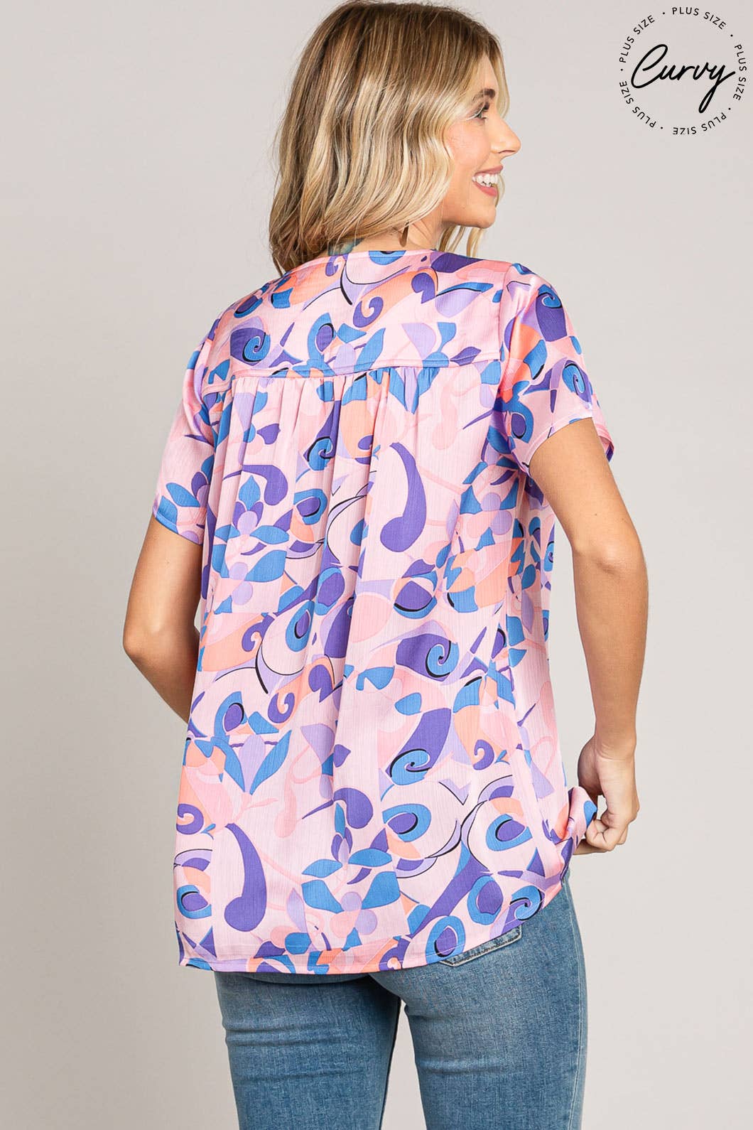 Plus Lavender Bright Abstract Print Top