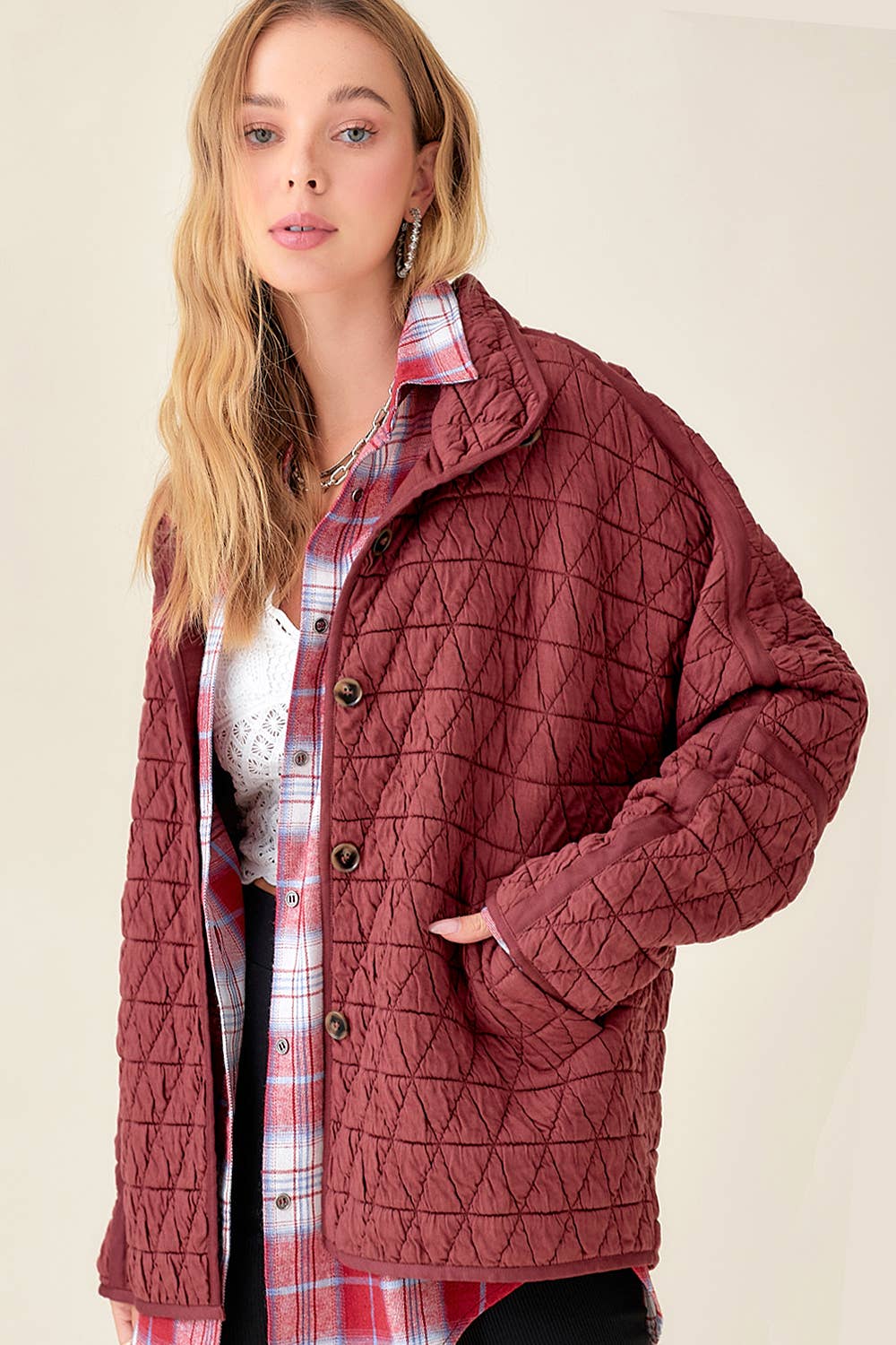 Soft Quilted Fall Winter Jacket / Terracotta