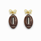 Glossy Football Bow Dangle Earrings
