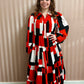 Red & Black Abstract Print Dress