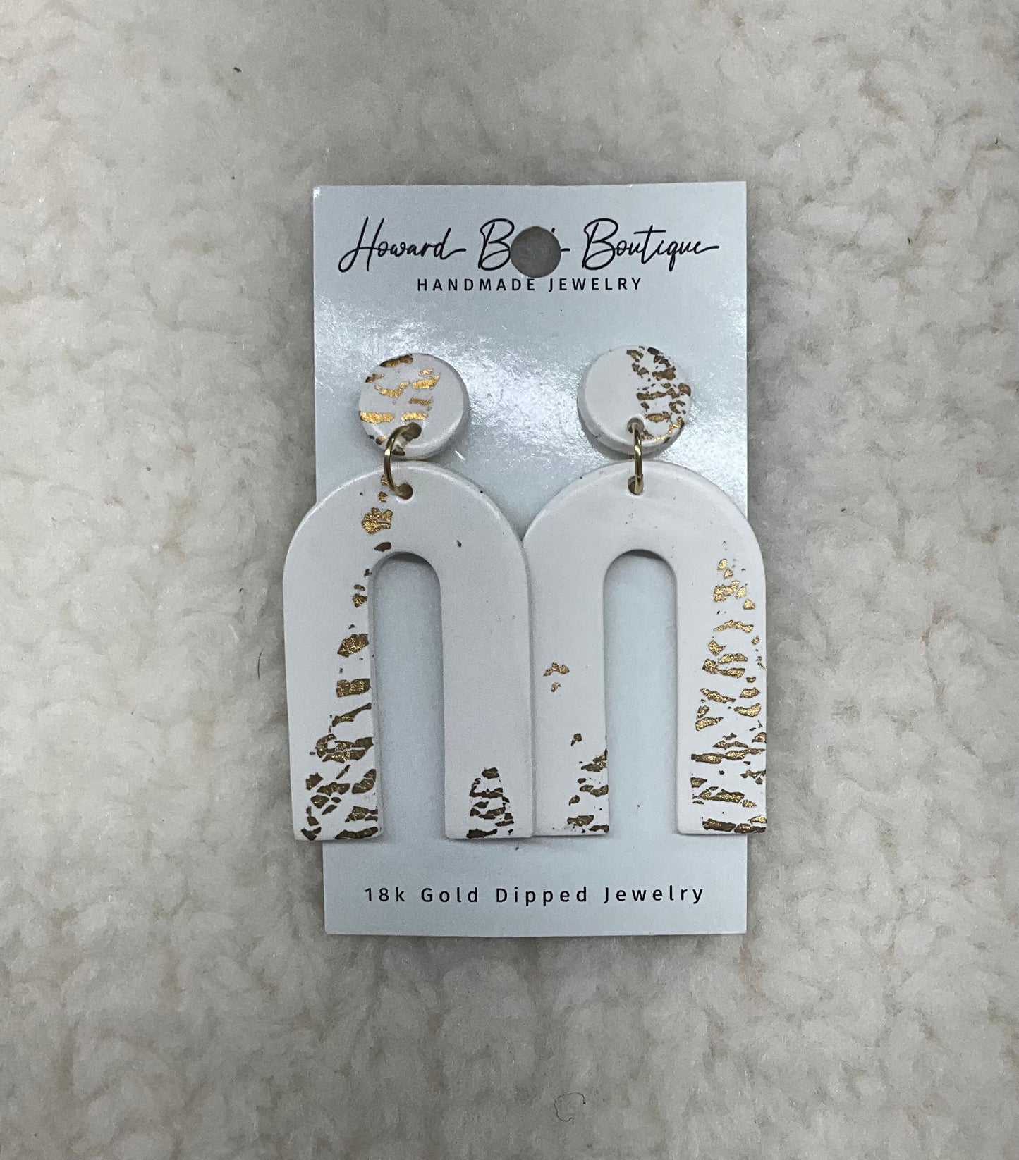 White and Gold Horseshoe Earrings