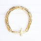 Gold Amelia Link & Large Cross Stretch Bracelet