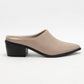 Taupe Pointed-Toe Slip On Block Heel Mule