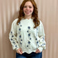 White Floral Embroidered Scallop Crop Sweater