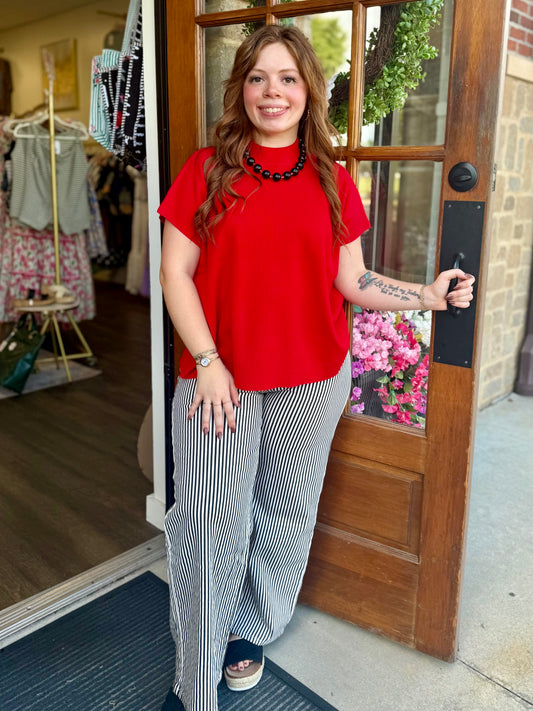 Black & White High Rise Wide Leg Stripe Pants