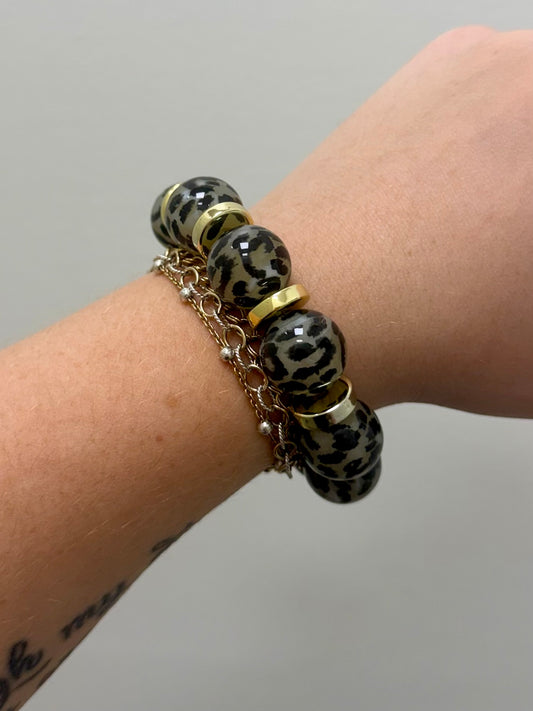 Hart Designs Black Leopard Bead Bracelet